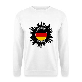 Dresden Skyline Deutschland Flagge Reisesouvenir - Unisex Pullover - Weiß - Vorne - Alina (178cm) & Michal (187cm)