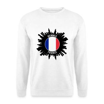Rennes Skyline Frankreich Flagge Reisesouvenir - Unisex Pullover - Weiß - Vorne - Alina (178cm) & Michal (187cm)