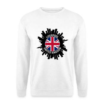 Liverpool Skyline UK Flagge Reisesouvenir - Unisex Pullover - Weiß - Vorne - Alina (178cm) & Michal (187cm)