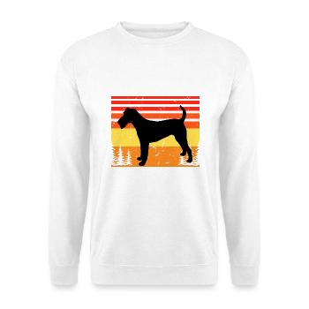 Irish Terrier Hund Liebhaber Silhouette Vintage Sonnenuntergang - Unisex Pullover - Weiß - Vorne - Alina (178cm) & Michal (187cm)
