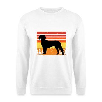 Deutsche Bracke Dog Love Silhouette Vintage Sunset - Unisex Pullover - Weiß - Vorne - Alina (178cm) & Michal (187cm)