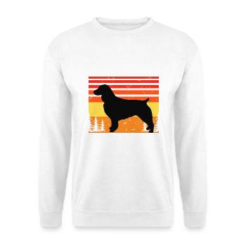 Boykin Spaniel Hund Lover Silhouette Vintage Sonnenuntergang - Unisex Pullover - Weiß - Vorne - Alina (178cm) & Michal (187cm)