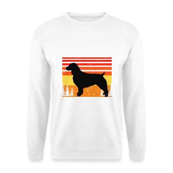 Boykin Spaniel Hund Lover Silhouette Vintage Sonnenuntergang - Unisex Pullover - Weiß - Vorne - Alina (178cm) & Michal (187cm)