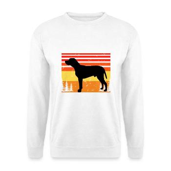 Braque du Bourbonnais Hund Silhouette Retro Sonnenuntergang - Unisex Pullover - Weiß - Vorne - Alina (178cm) & Michal (187cm)