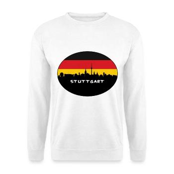Stuttgart Deutschland Flagge Skyline Silhouette Reisen - Unisex Pullover - Weiß - Vorne - Alina (178cm) & Michal (187cm)