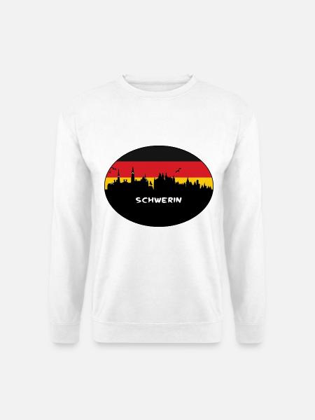 Schwerin Deutschland Flagge Skyline Silhouette Reisen - Unisex Pullover - Weiß