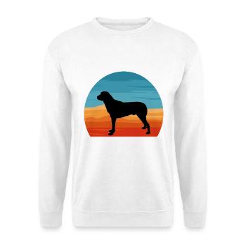 Anatolischer Schäferhund Silhouette Retro Sonnenuntergang - Unisex Pullover - Weiß - Vorne - Alina (178cm) & Michal (187cm)