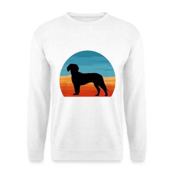 Deutsche Bracke Dog Love Silhouette Vintage Sunset - Unisex Pullover - Weiß - Vorne - Alina (178cm) & Michal (187cm)