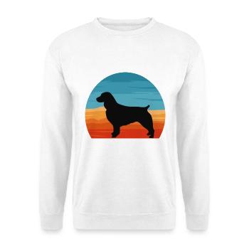 Boykin Spaniel Hund Lover Silhouette Vintage Sonnenuntergang - Unisex Pullover - Weiß - Vorne - Alina (178cm) & Michal (187cm)