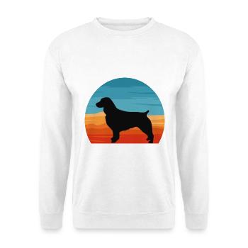 Boykin Spaniel Hund Lover Silhouette Vintage Sonnenuntergang - Unisex Pullover - Weiß - Vorne - Alina (178cm) & Michal (187cm)