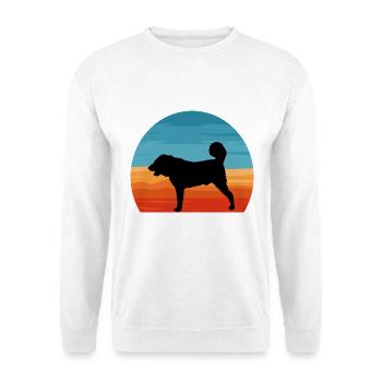 Armenischer Gampr Hund Liebhaber Silhouette Vintage Sonnenuntergang - Unisex Pullover - Weiß - Vorne - Alina (178cm) & Michal (187cm)