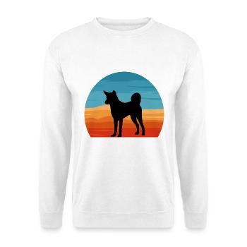 Indischer Paria Hund Liebhaber Silhouette Vintage Sonnenuntergang - Unisex Pullover - Weiß - Vorne - Alina (178cm) & Michal (187cm)