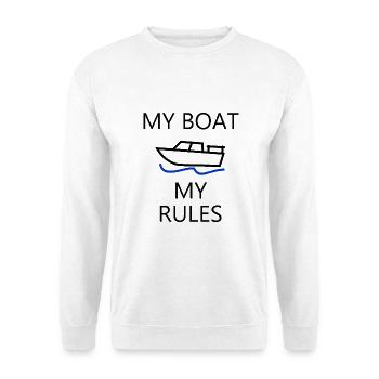 My boat my rules | Bootsbesitzer | Boot | Bootboy - Unisex Pullover - Weiß - Vorne - Alina (178cm) & Michal (187cm)