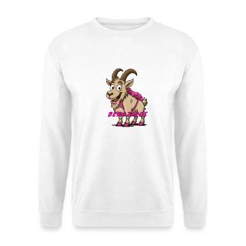 Bergziege – Lustiges Wander Design für Gipfelstürm - Unisex Pullover - Weiß - Vorne - Alina (178cm) & Michal (187cm)