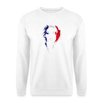 Frankreich-Trikolore-Silhouette - Unisex Pullover - Weiß - Vorne - Alina (178cm) & Michal (187cm)