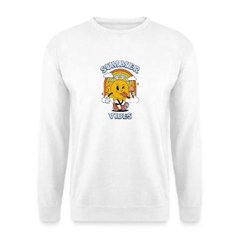 Summer Vibes Cartoon – Sonne mit Eis & Retro-Regen - Unisex Pullover - Weiß - Vorne - Alina (178cm) & Michal (187cm)