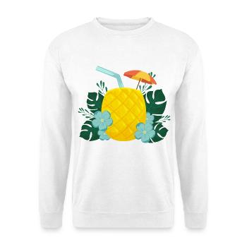 Ananas Drink - Tropischer Cocktail Sommer - Unisex Pullover - Weiß - Vorne - Alina (178cm) & Michal (187cm)