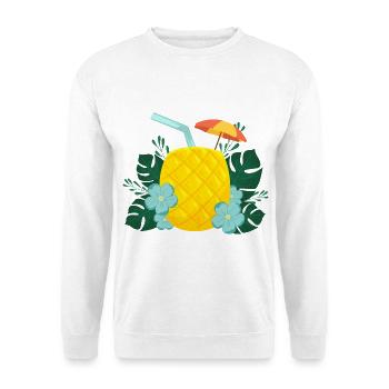 Ananas Drink - Tropischer Cocktail Sommer - Unisex Pullover - Weiß - Vorne - Alina (178cm) & Michal (187cm)