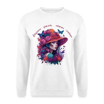 Florale Eleganz Vintage-Charme 2 - Unisex Pullover - Weiß - Vorne - Alina (178cm) & Michal (187cm)