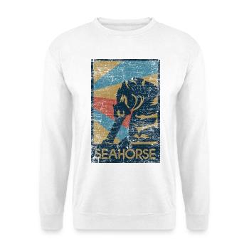Verspieltes Seepferdchen Korallengarten - Unisex Pullover - Weiß - Vorne - Alina (178cm) & Michal (187cm)