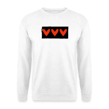 HERZ. HERZ. VALENTINSTAG. LIEBE. LIEBE. PAAR. - Unisex Pullover - Weiß - Vorne - Alina (178cm) & Michal (187cm)