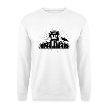 RIP Junggesellenabschied Grabstein Hochzeit - Unisex Pullover - Weiß - Vorne - Alina (178cm) & Michal (187cm)