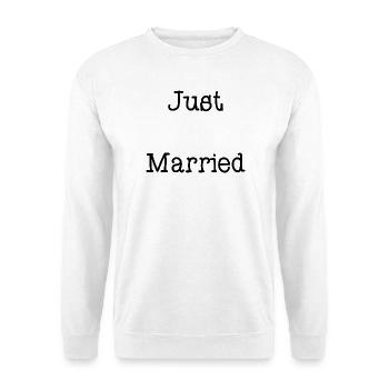 PAAR. ICH HABE GERADE GEHEIRATET. Junggesellinnenabschied. VALENTINSTAG. MARIES - Unisex Pullover - Weiß - Vorne - Alina (178cm) & Michal (187cm)