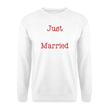 ICH LIEBE DICH. ICH HABE GERADE GEHEIRATET. Junggesellinnenabschied. VALENTINSTAG - Unisex Pullover - Weiß - Vorne - Alina (178cm) & Michal (187cm)