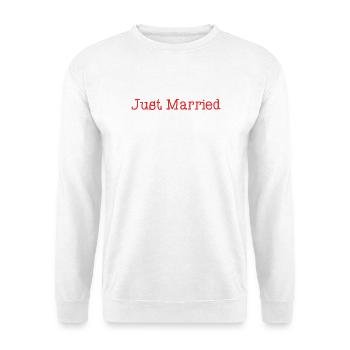 ICH LIEBE DICH. ICH HABE GERADE GEHEIRATET. Junggesellinnenabschied. VALENTINSTAG - Unisex Pullover - Weiß - Vorne - Alina (178cm) & Michal (187cm)