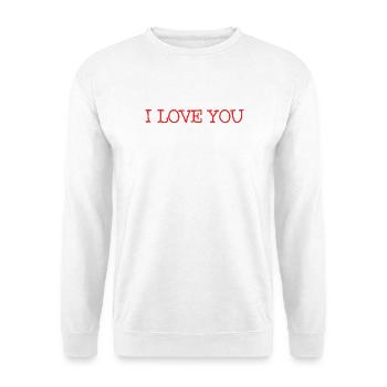 ICH LIEBE DICH. ICH HABE GERADE GEHEIRATET. Junggesellinnenabschied. VALENTINSTAG - Unisex Pullover - Weiß - Vorne - Alina (178cm) & Michal (187cm)