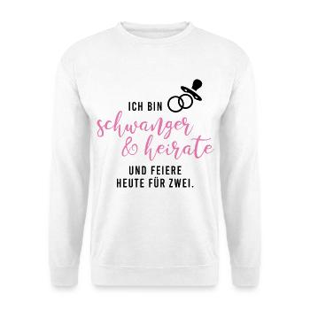 schwanger und heirate Braut Babybauch JGA Gruppe1 - Unisex Pullover - Weiß - Vorne - Alina (178cm) & Michal (187cm)