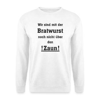 Spruch Bratwurst - Unisex Pullover - Weiß - Vorne - Alina (178cm) & Michal (187cm)