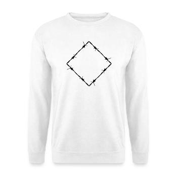 Stacheldraht Raute - Unisex Pullover - Weiß - Vorne - Alina (178cm) & Michal (187cm)