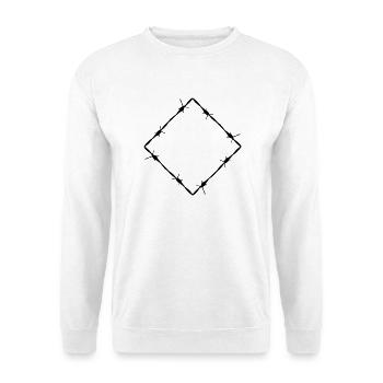 Stacheldraht Raute - Unisex Pullover - Weiß - Vorne - Alina (178cm) & Michal (187cm)