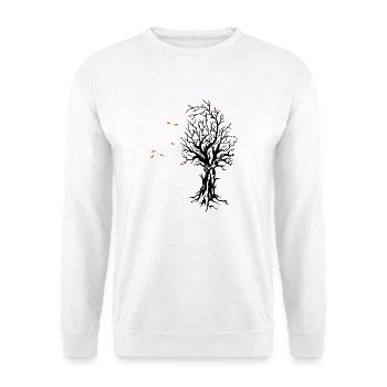 autumn tree Herbst Baum Jahreszeit Wind Laub - Unisex Pullover - Weiß - Vorne - Alina (178cm) & Michal (187cm)