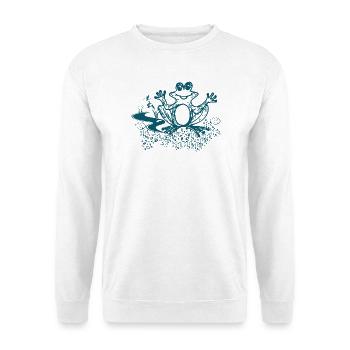 Süßer Frosch - Unisex Pullover - Weiß - Vorne - Alina (178cm) & Michal (187cm)