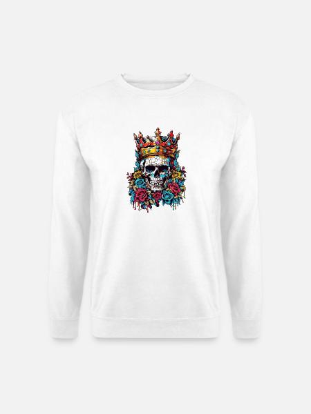 Totenkopf mit Krone - Unisex Pullover - Weiß