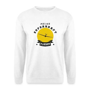 meine superkraft ist fliegen - Unisex Pullover - Weiß - Vorne - Alina (178cm) & Michal (187cm)