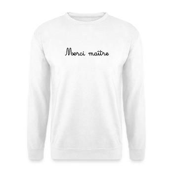 MEISTER. VIELEN DANK. DANKE, MEISTER. MEISTER. MEISTER-GESCHENK - Unisex Pullover - Weiß - Vorne - Alina (178cm) & Michal (187cm)