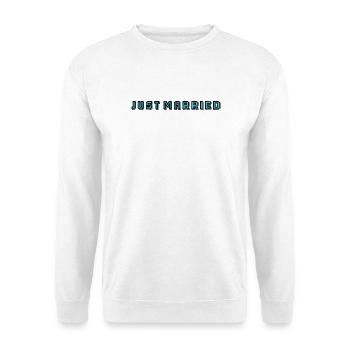 ICH HABE GERADE GEHEIRATET. Junggesellinnenabschied. VALENTINSTAG. PAAR - Unisex Pullover - Weiß - Vorne - Alina (178cm) & Michal (187cm)