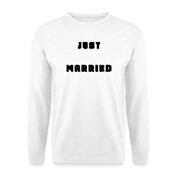 ICH HABE GERADE GEHEIRATET. Junggesellinnenabschied. VALENTINSTAG. PAAR. LIEBE - Unisex Pullover - Weiß - Vorne - Alina (178cm) & Michal (187cm)