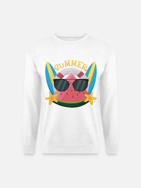 Summer Wassermelone mit Sonnenbrille - Unisex Pullover - Weiß