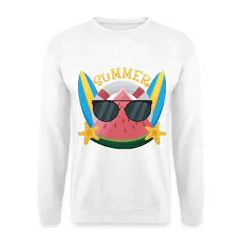 Summer Wassermelone mit Sonnenbrille - Unisex Pullover - Weiß - Vorne - Alina (178cm) & Michal (187cm)