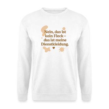 Das ist kein Fleck! (beige) - Unisex Pullover - Weiß - Vorne - Alina (178cm) & Michal (187cm)