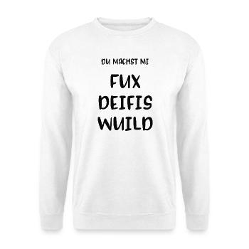Du machst mi Fux deifis wuild boarisch Bayern - Unisex Pullover - Weiß - Vorne - Alina (178cm) & Michal (187cm)