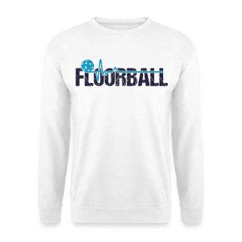 Floorball Spieler Herzschlag EKG Floorballspieler - Unisex Pullover - Weiß - Vorne - Alina (178cm) & Michal (187cm)