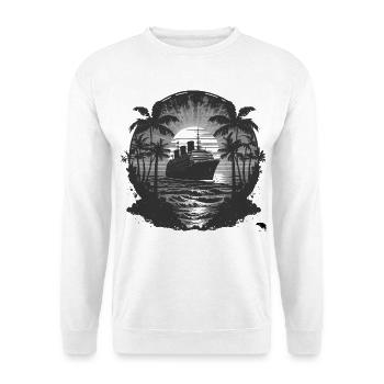 Kreuzfahrtschiff Retro Vintage - Unisex Pullover - Weiß - Vorne - Alina (178cm) & Michal (187cm)