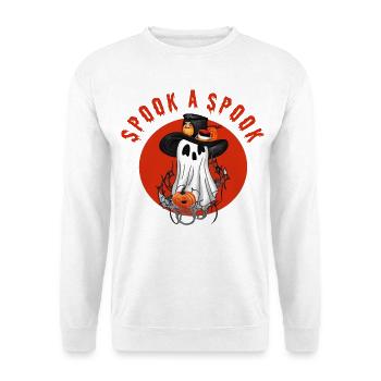 Erschrecke einen Spuk! - Unisex Pullover - Weiß - Vorne - Alina (178cm) & Michal (187cm)