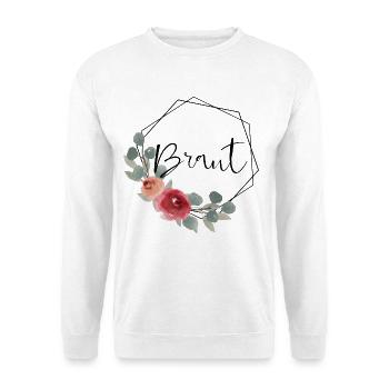 Braut - Hexagon Vintage Blumen - Unisex Pullover - Weiß - Vorne - Alina (178cm) & Michal (187cm)