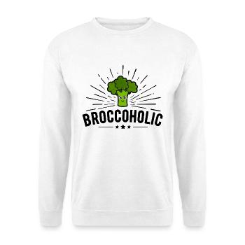 Broccoholic - Lachender Brokkoli für Veggies - Unisex Pullover - Weiß - Vorne - Alina (178cm) & Michal (187cm)